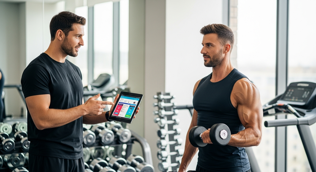 Personal trainer acompanhando aluno no TrainerGo